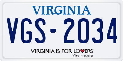 VA license plate VGS2034