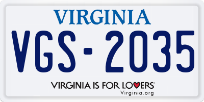 VA license plate VGS2035