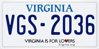 VA license plate VGS2036