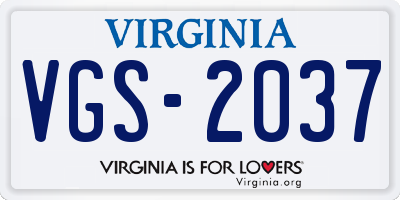 VA license plate VGS2037