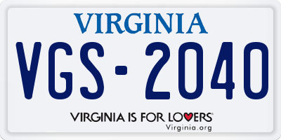 VA license plate VGS2040