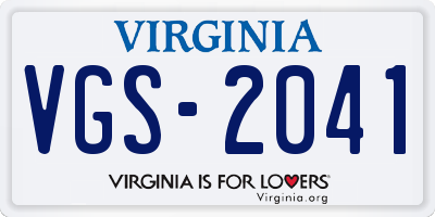 VA license plate VGS2041