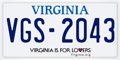 VA license plate VGS2043