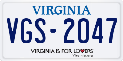 VA license plate VGS2047