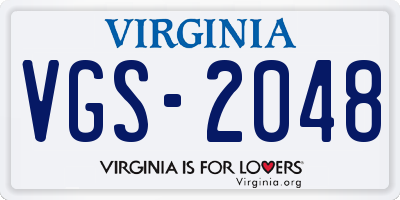 VA license plate VGS2048