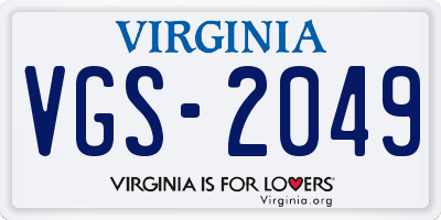 VA license plate VGS2049