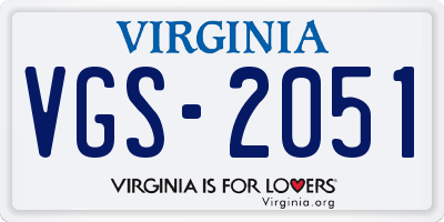 VA license plate VGS2051
