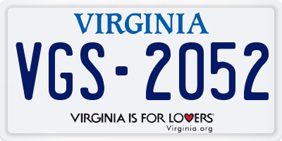 VA license plate VGS2052