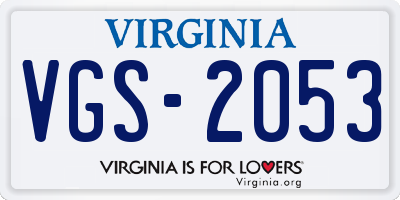 VA license plate VGS2053