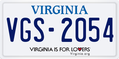 VA license plate VGS2054