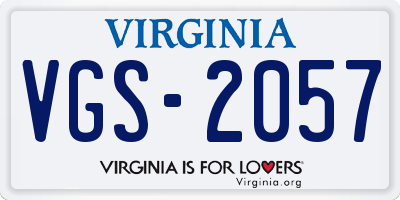 VA license plate VGS2057