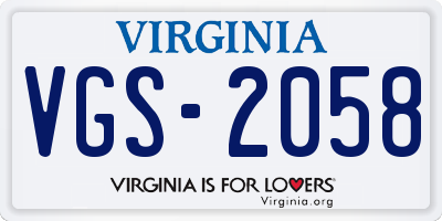 VA license plate VGS2058