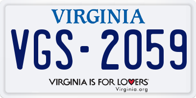 VA license plate VGS2059