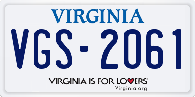 VA license plate VGS2061