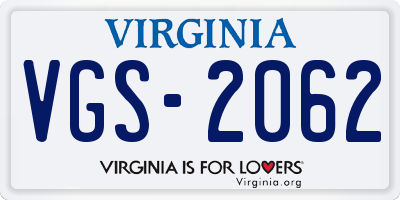 VA license plate VGS2062