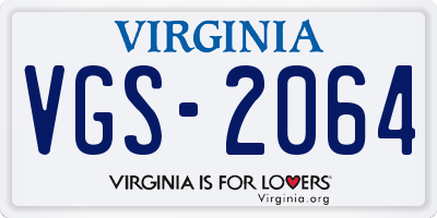 VA license plate VGS2064