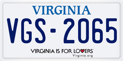 VA license plate VGS2065
