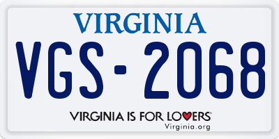VA license plate VGS2068