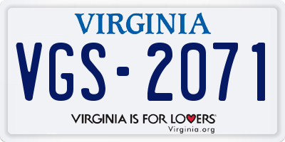 VA license plate VGS2071
