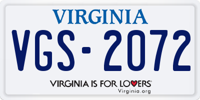 VA license plate VGS2072
