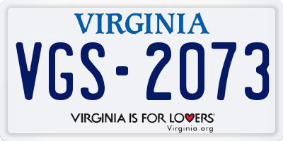 VA license plate VGS2073