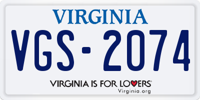 VA license plate VGS2074