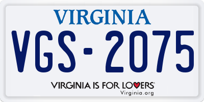 VA license plate VGS2075
