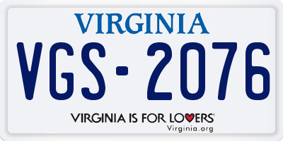 VA license plate VGS2076