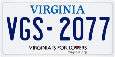 VA license plate VGS2077