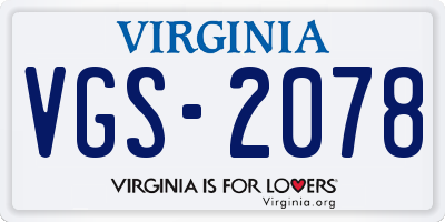 VA license plate VGS2078