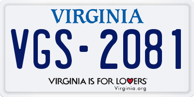 VA license plate VGS2081