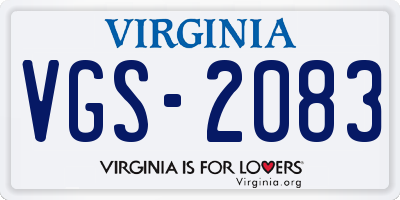 VA license plate VGS2083