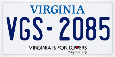 VA license plate VGS2085