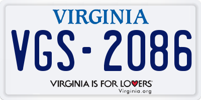 VA license plate VGS2086