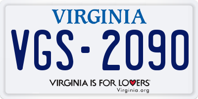 VA license plate VGS2090