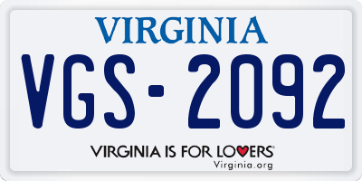 VA license plate VGS2092