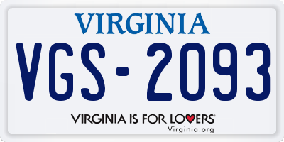 VA license plate VGS2093