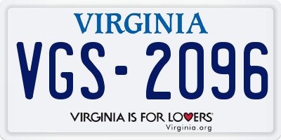 VA license plate VGS2096