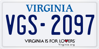 VA license plate VGS2097