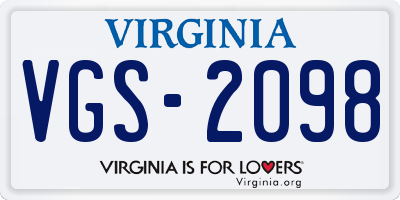 VA license plate VGS2098