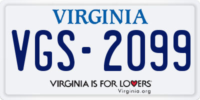 VA license plate VGS2099