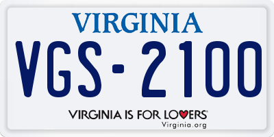 VA license plate VGS2100
