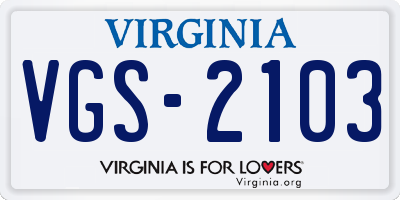 VA license plate VGS2103