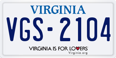 VA license plate VGS2104