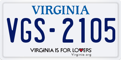 VA license plate VGS2105