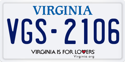 VA license plate VGS2106