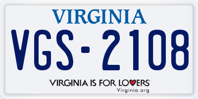 VA license plate VGS2108