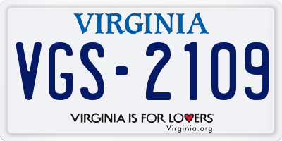 VA license plate VGS2109
