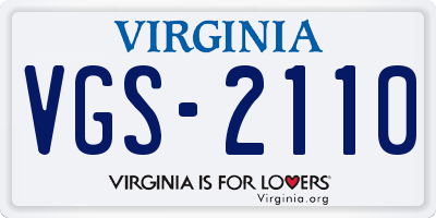 VA license plate VGS2110