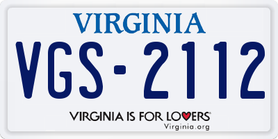 VA license plate VGS2112